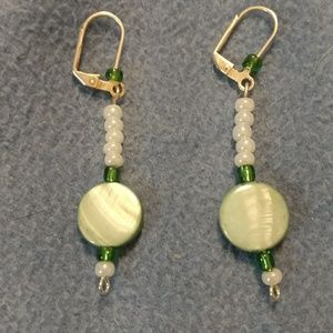 Two tone green dangle earrings